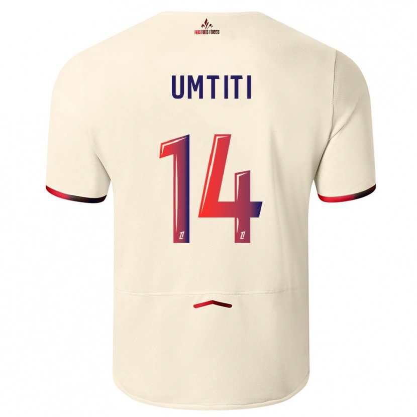 Danxen Mujer Camiseta Samuel Umtiti #14 Blanquecino Rojo 2ª Equipación 2025/26 La Camisa