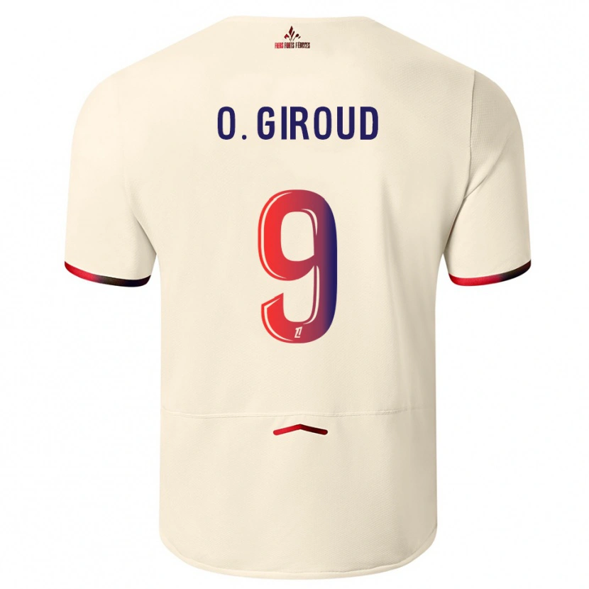 Danxen Mujer Camiseta Olivier Giroud #9 Blanquecino Rojo 2ª Equipación 2025/26 La Camisa