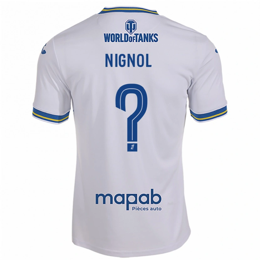 Danxen Mujer Camiseta Vincent Nignol #0 Blanco Celeste 2ª Equipación 2025/26 La Camisa