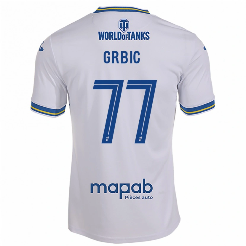 Danxen Mujer Camiseta Adrian Grbic #77 Blanco Celeste 2ª Equipación 2025/26 La Camisa