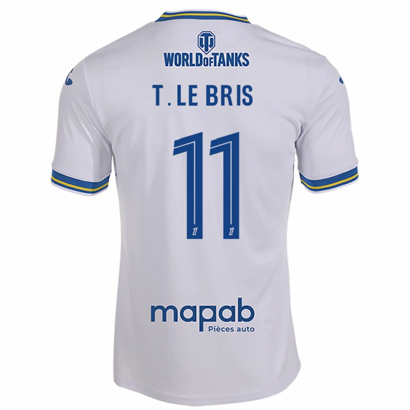Danxen Mujer Camiseta Théo Le Bris #11 Blanco Celeste 2ª Equipación 2025/26 La Camisa