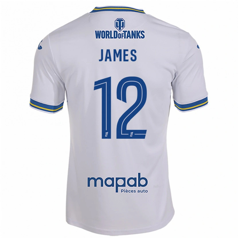Danxen Mujer Camiseta Isaac James #12 Blanco Celeste 2ª Equipación 2025/26 La Camisa