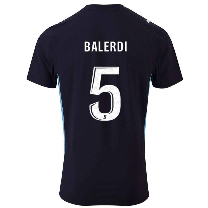 Danxen Mujer Camiseta Leonardo Balerdi #5 Negro Celeste 2ª Equipación 2025/26 La Camisa