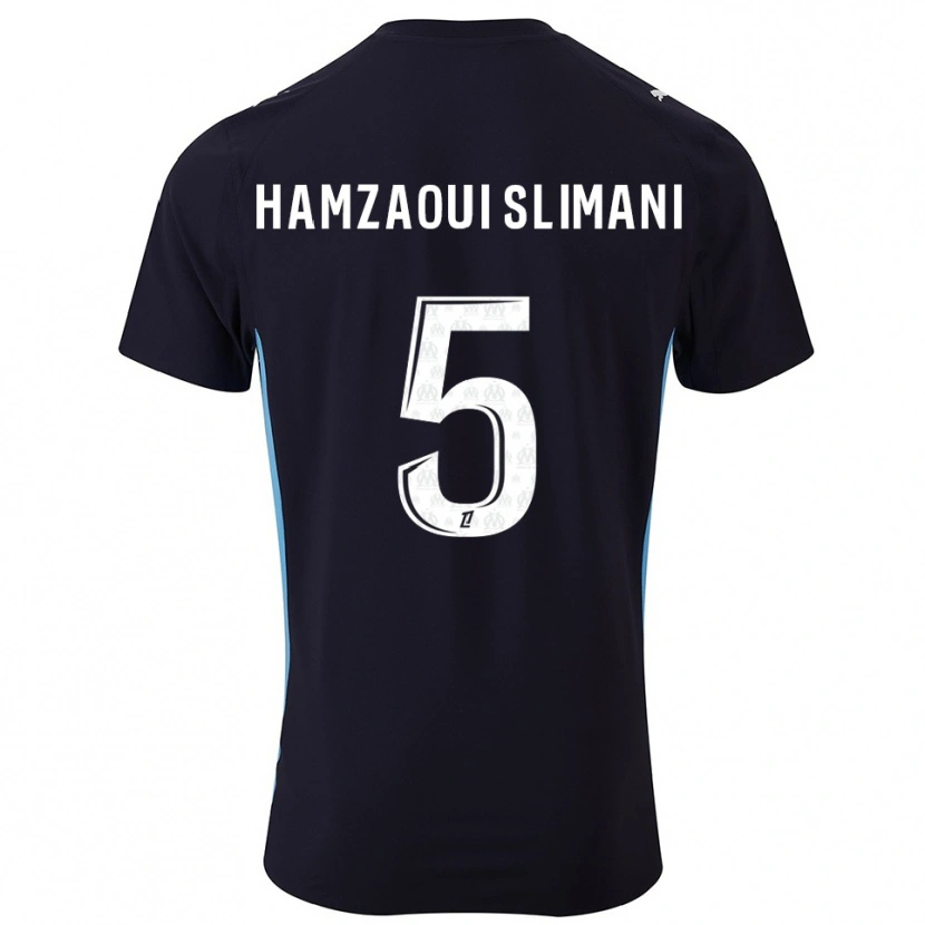 Danxen Mujer Camiseta Hilan Hamzaoui Slimani #5 Negro Celeste 2ª Equipación 2025/26 La Camisa