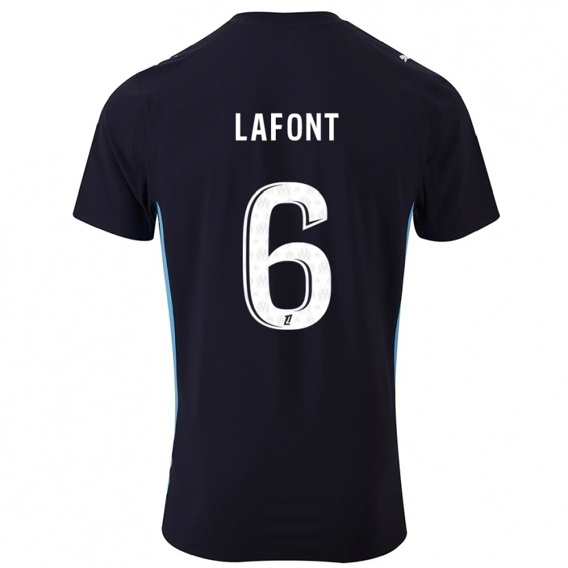 Danxen Mujer Camiseta Gaël Lafont #6 Negro Celeste 2ª Equipación 2025/26 La Camisa