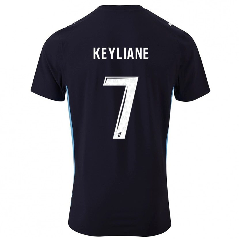 Danxen Mujer Camiseta Keyliane Abdallah #7 Negro Celeste 2ª Equipación 2025/26 La Camisa