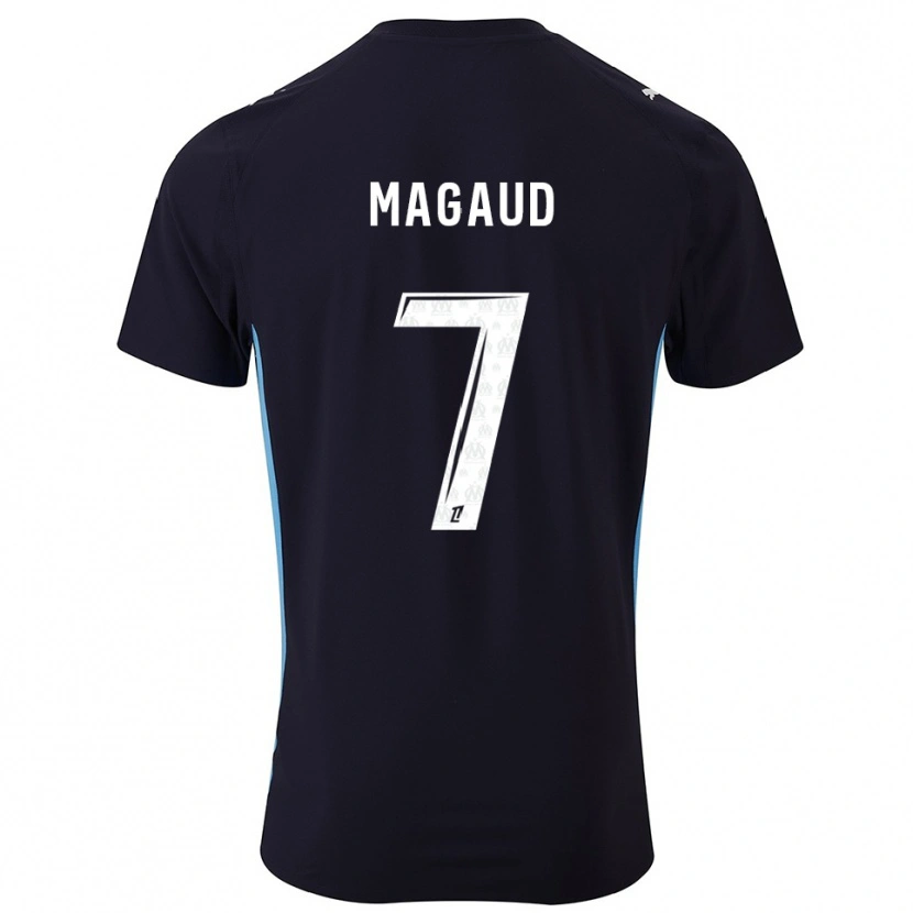 Danxen Mujer Camiseta Kyle Magaud #7 Negro Celeste 2ª Equipación 2025/26 La Camisa