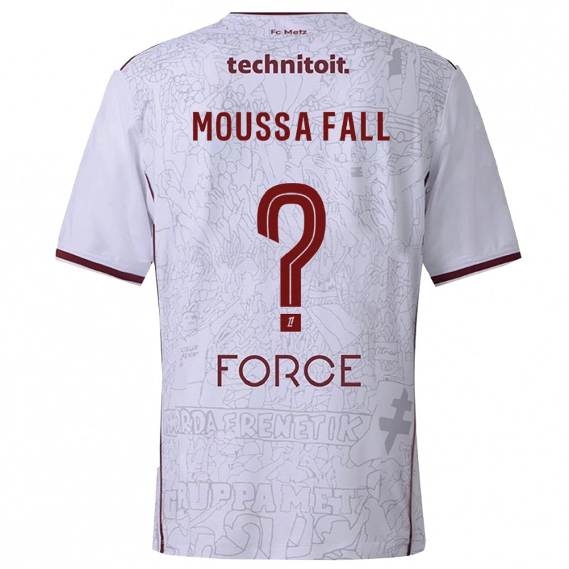 Danxen Mujer Camiseta Pape Moussa Fall #0 Blanco Burdeos 2ª Equipación 2025/26 La Camisa