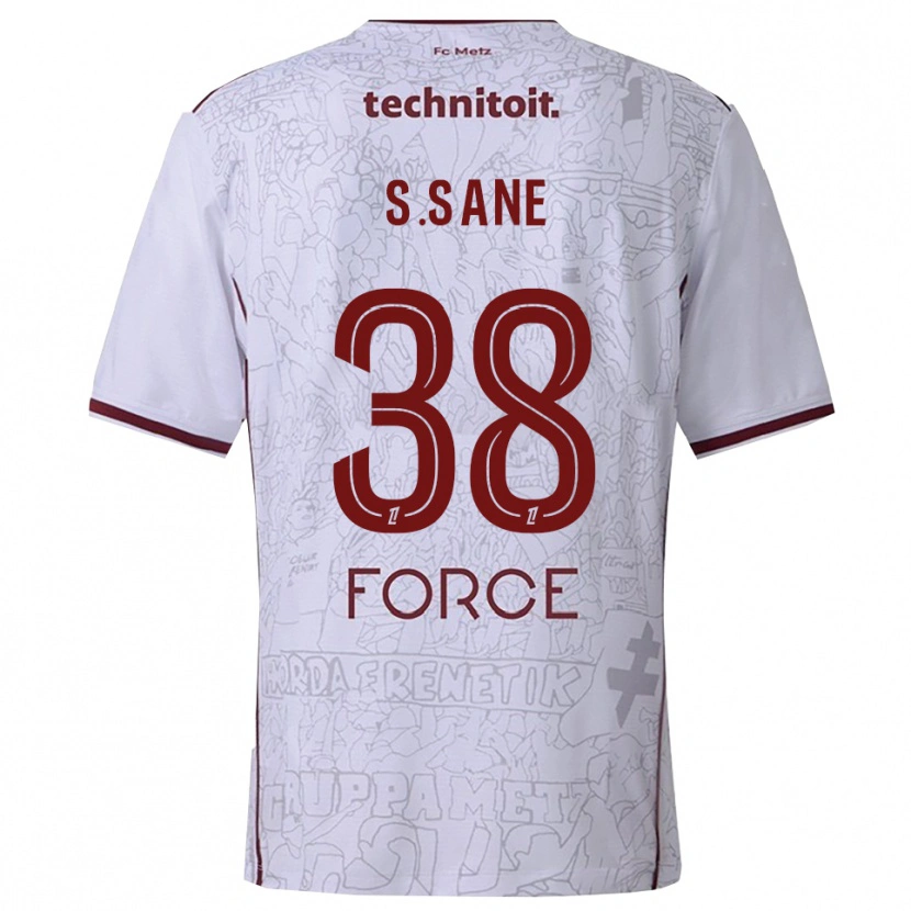 Danxen Mujer Camiseta Sadibou Sané #38 Blanco Burdeos 2ª Equipación 2025/26 La Camisa
