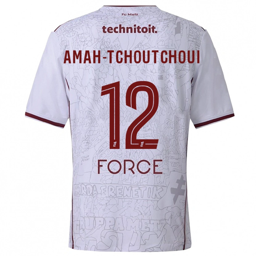 Danxen Mujer Camiseta Marco Amah-Tchoutchoui #12 Blanco Burdeos 2ª Equipación 2025/26 La Camisa