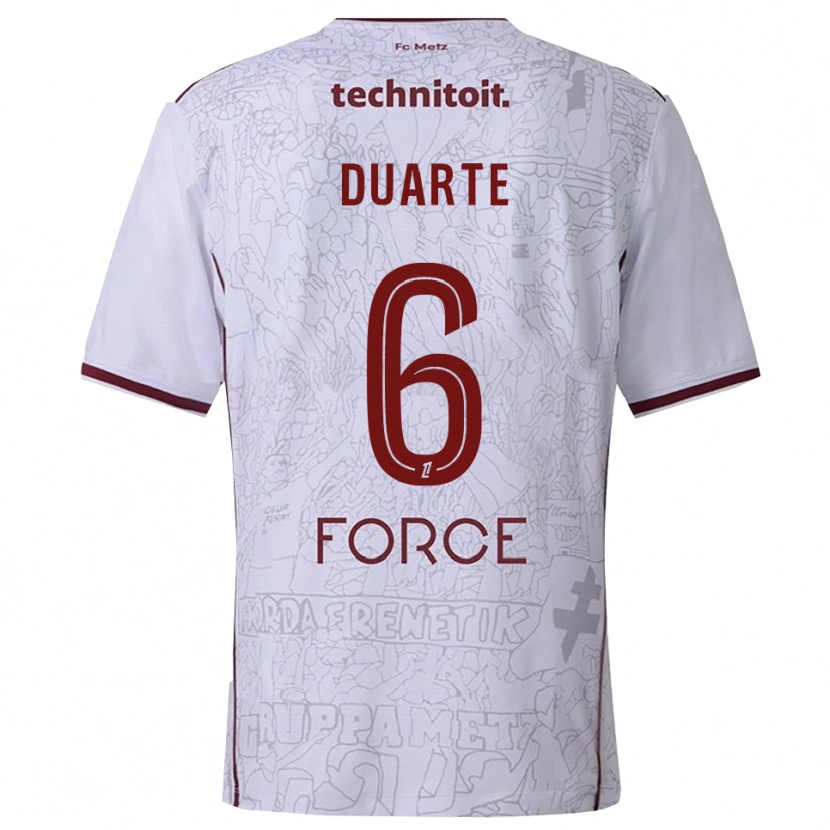 Danxen Mujer Camiseta Diego Duarte #6 Blanco Burdeos 2ª Equipación 2025/26 La Camisa