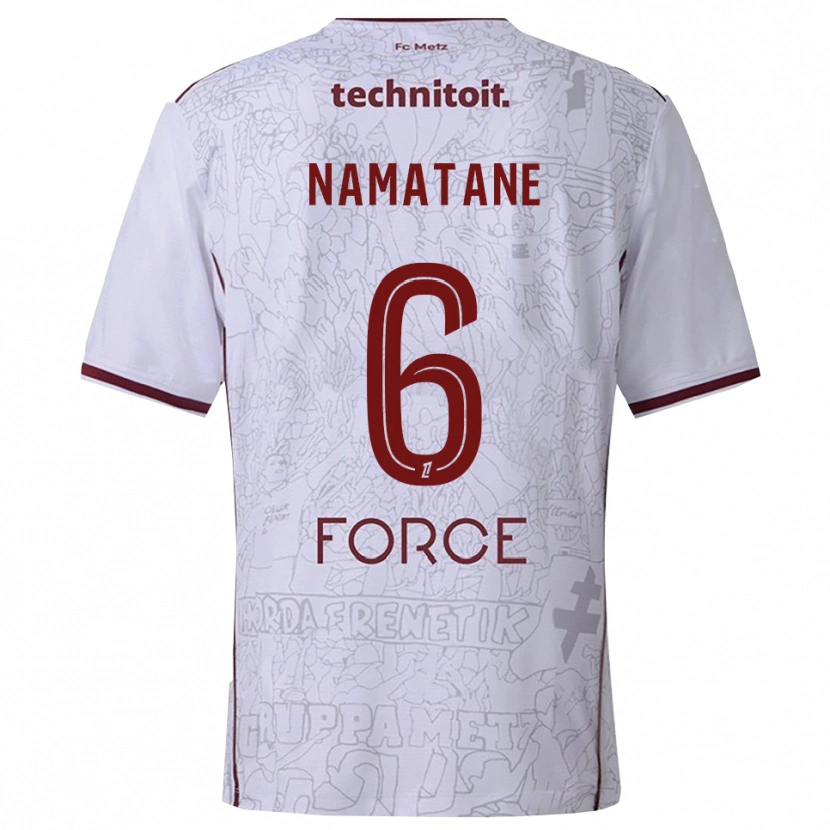 Danxen Mujer Camiseta Joseph Namatane #6 Blanco Burdeos 2ª Equipación 2025/26 La Camisa