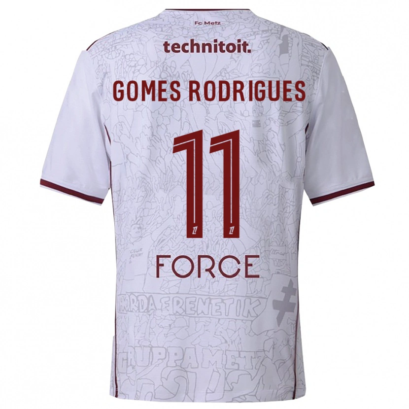 Danxen Mujer Camiseta Jess Gomes Rodrigues #11 Blanco Burdeos 2ª Equipación 2025/26 La Camisa