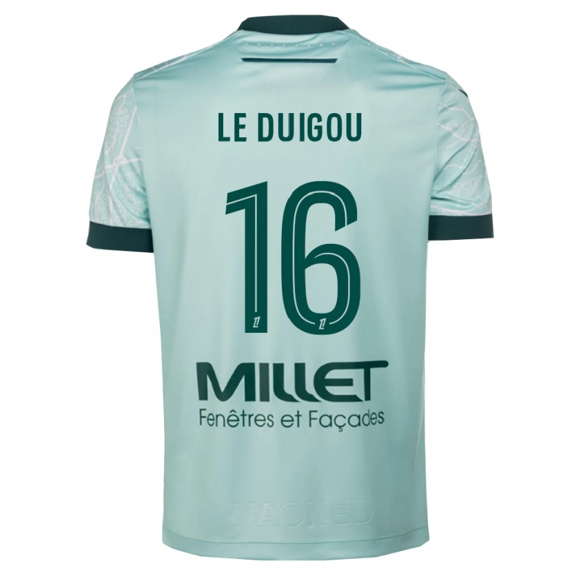 Danxen Mujer Camiseta Daniel Le Duigou #16 Verde Blanco 2ª Equipación 2025/26 La Camisa