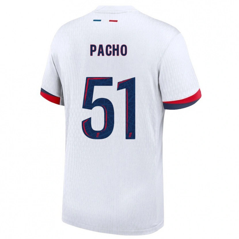 Danxen Mujer Camiseta Willian Pacho #51 Blanco Rojo 2ª Equipación 2025/26 La Camisa