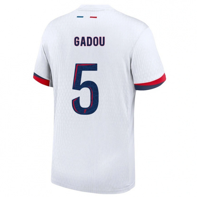 Danxen Mujer Camiseta Joane Gadou #5 Blanco Rojo 2ª Equipación 2025/26 La Camisa