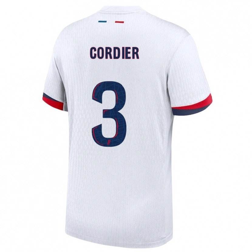 Danxen Mujer Camiseta Thomas Cordier #3 Blanco Rojo 2ª Equipación 2025/26 La Camisa