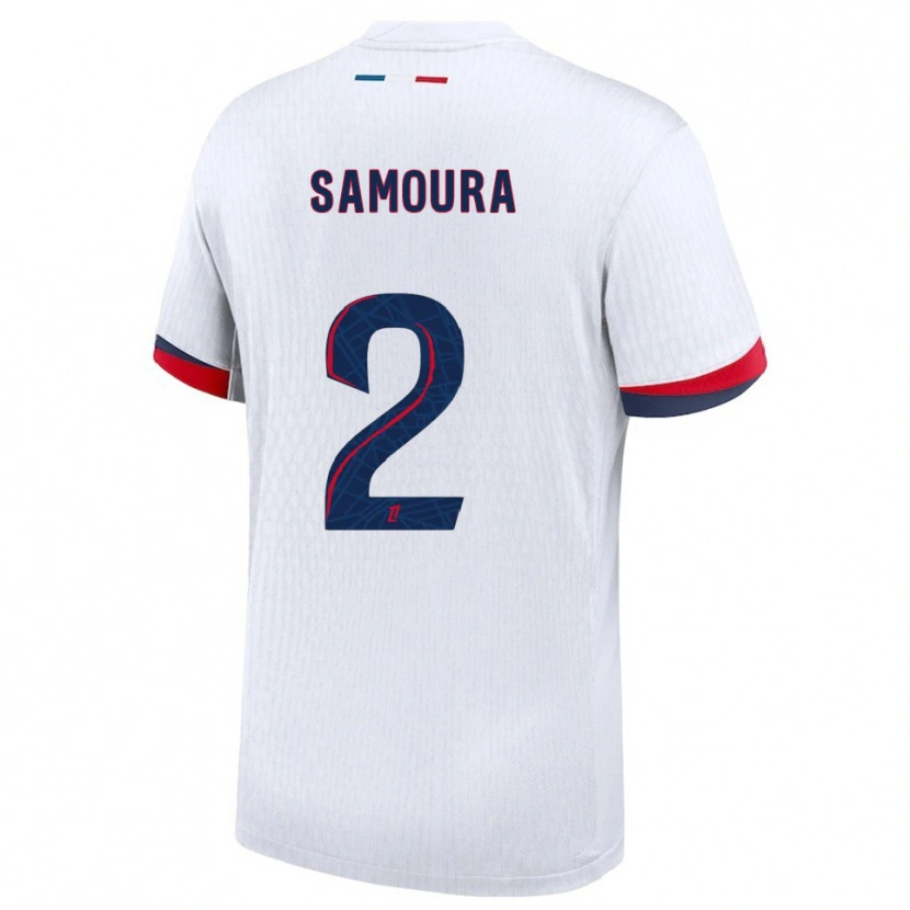 Danxen Mujer Camiseta Thiniba Samoura #2 Blanco Rojo 2ª Equipación 2025/26 La Camisa