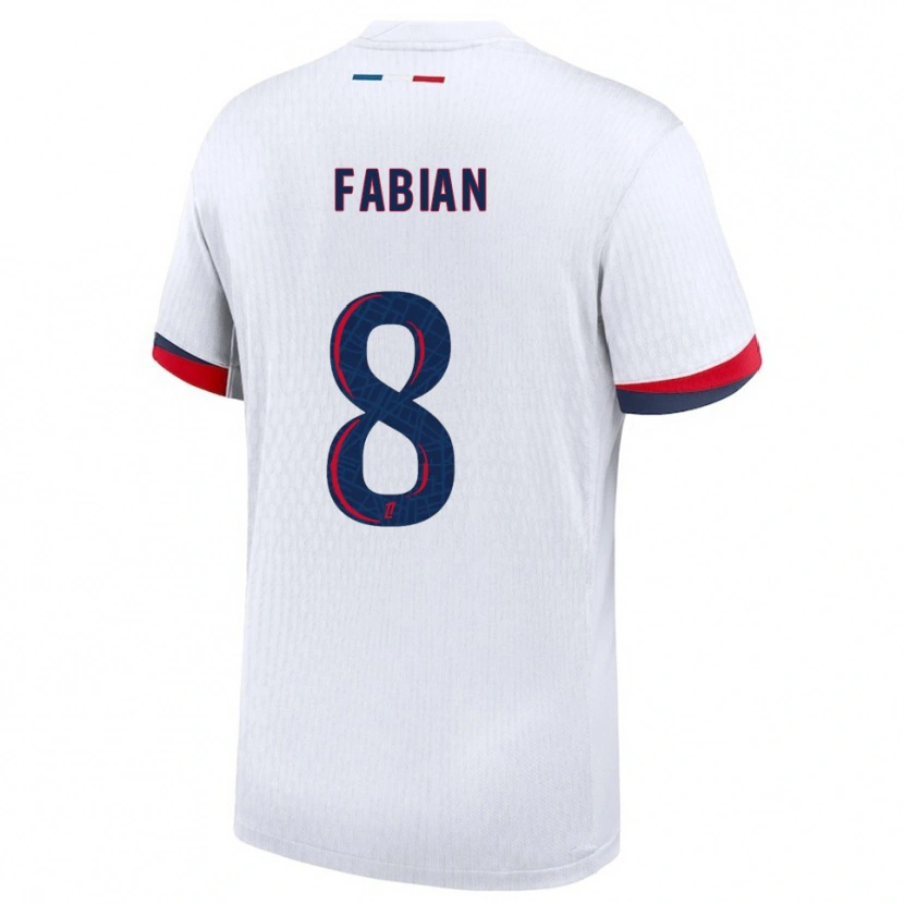 Danxen Mujer Camiseta Fabián Ruiz #8 Blanco Rojo 2ª Equipación 2025/26 La Camisa