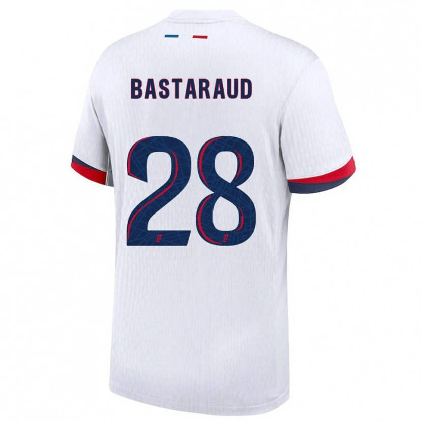 Danxen Mujer Camiseta Yanis Bastaraud #28 Blanco Rojo 2ª Equipación 2025/26 La Camisa