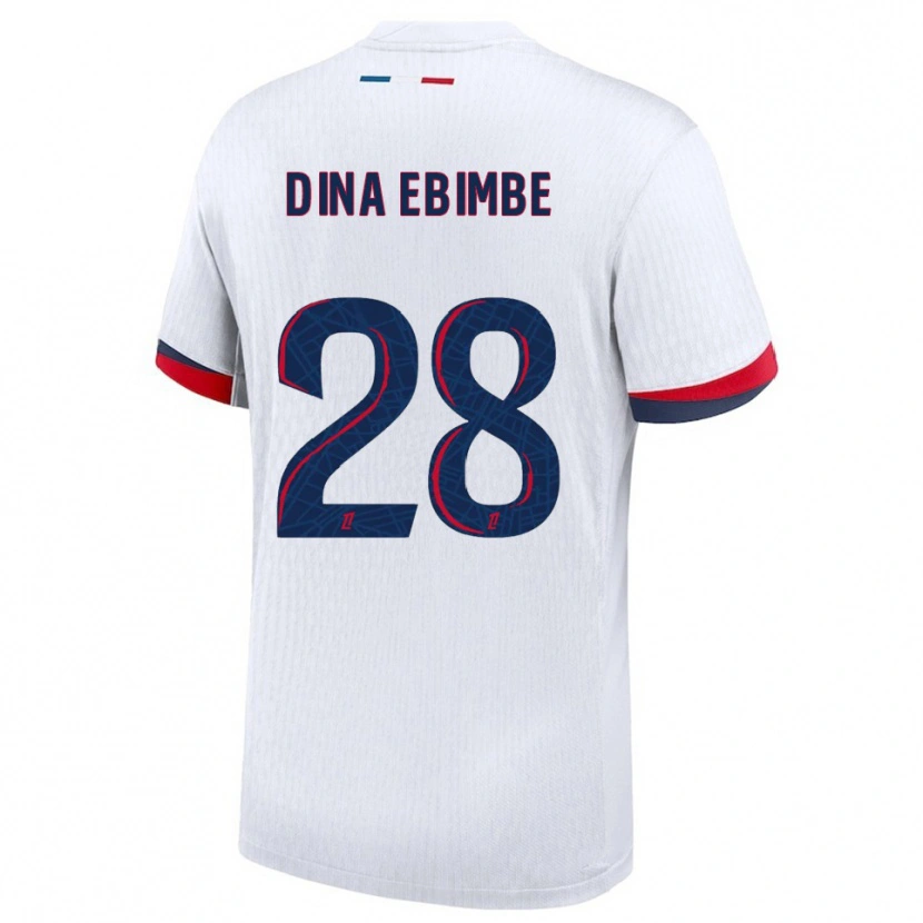 Danxen Mujer Camiseta Eric Junior Dina Ebimbe #28 Blanco Rojo 2ª Equipación 2025/26 La Camisa