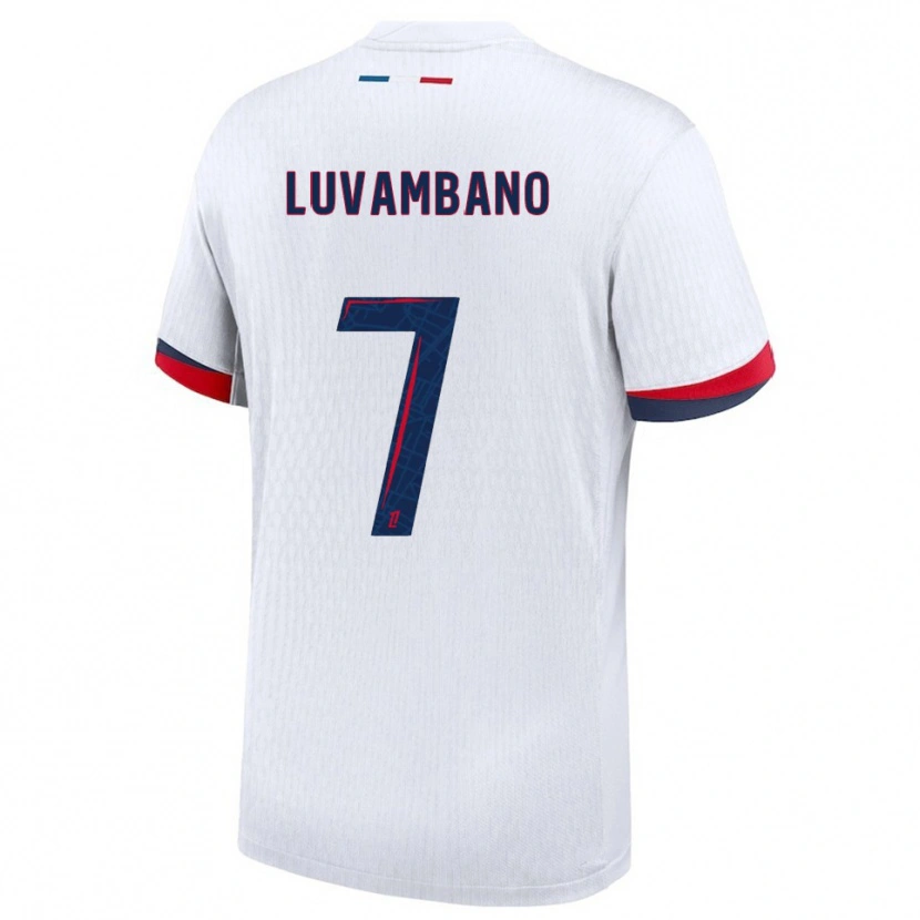 Danxen Mujer Camiseta Ethan Luvambano #7 Blanco Rojo 2ª Equipación 2025/26 La Camisa