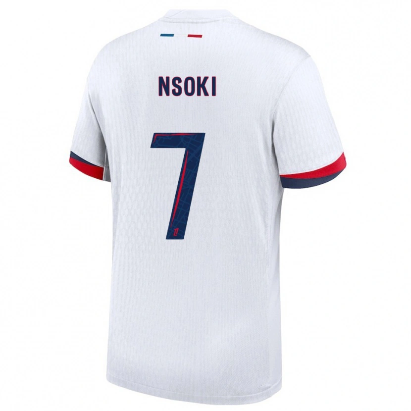 Danxen Mujer Camiseta Noah Nsoki #7 Blanco Rojo 2ª Equipación 2025/26 La Camisa