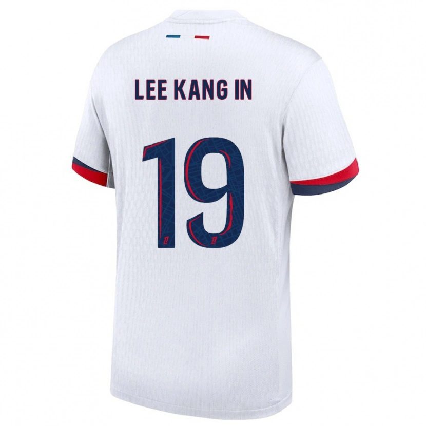 Danxen Mujer Camiseta Kang-In Lee #19 Blanco Rojo 2ª Equipación 2025/26 La Camisa