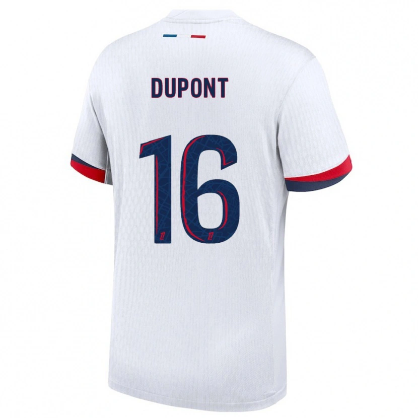 Danxen Mujer Camiseta Raphaël Dupont #16 Blanco Rojo 2ª Equipación 2025/26 La Camisa