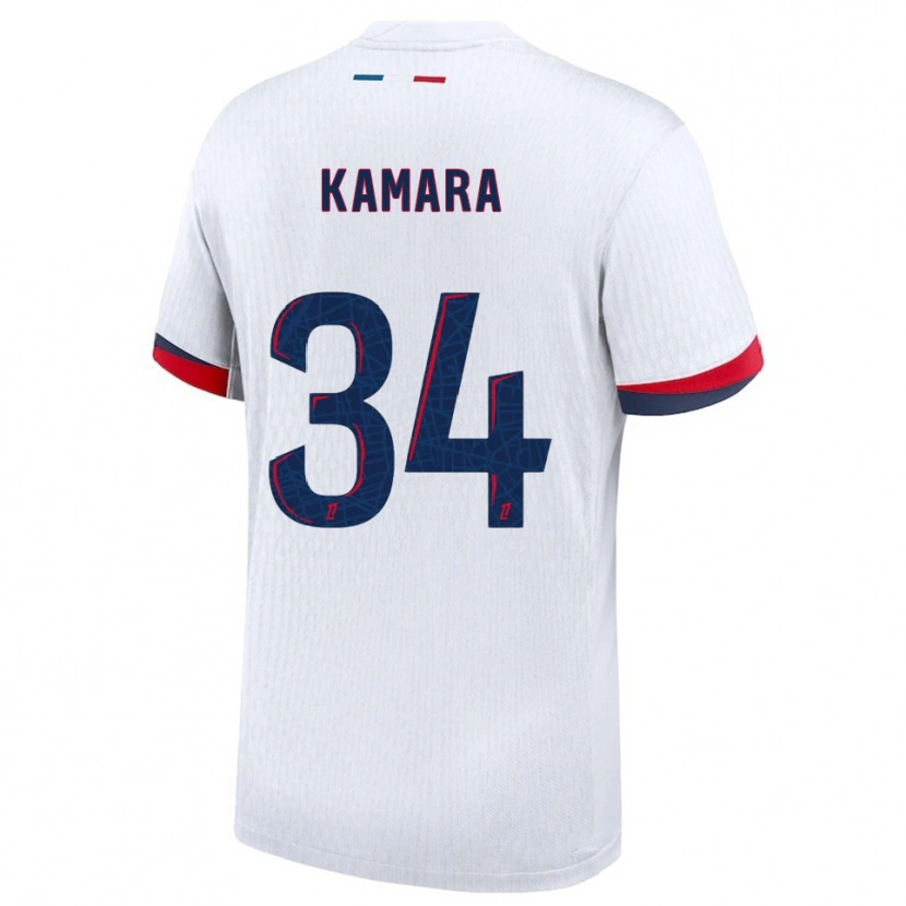 Danxen Mujer Camiseta Noham Kamara #34 Blanco Rojo 2ª Equipación 2025/26 La Camisa