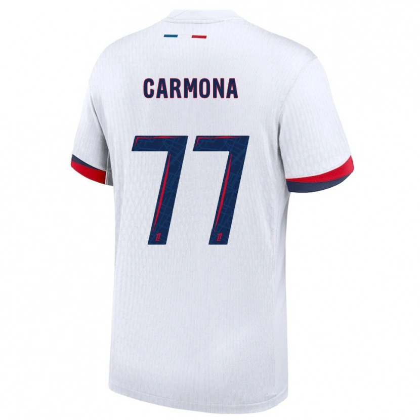 Danxen Mujer Camiseta Olga Carmona #77 Blanco Rojo 2ª Equipación 2025/26 La Camisa