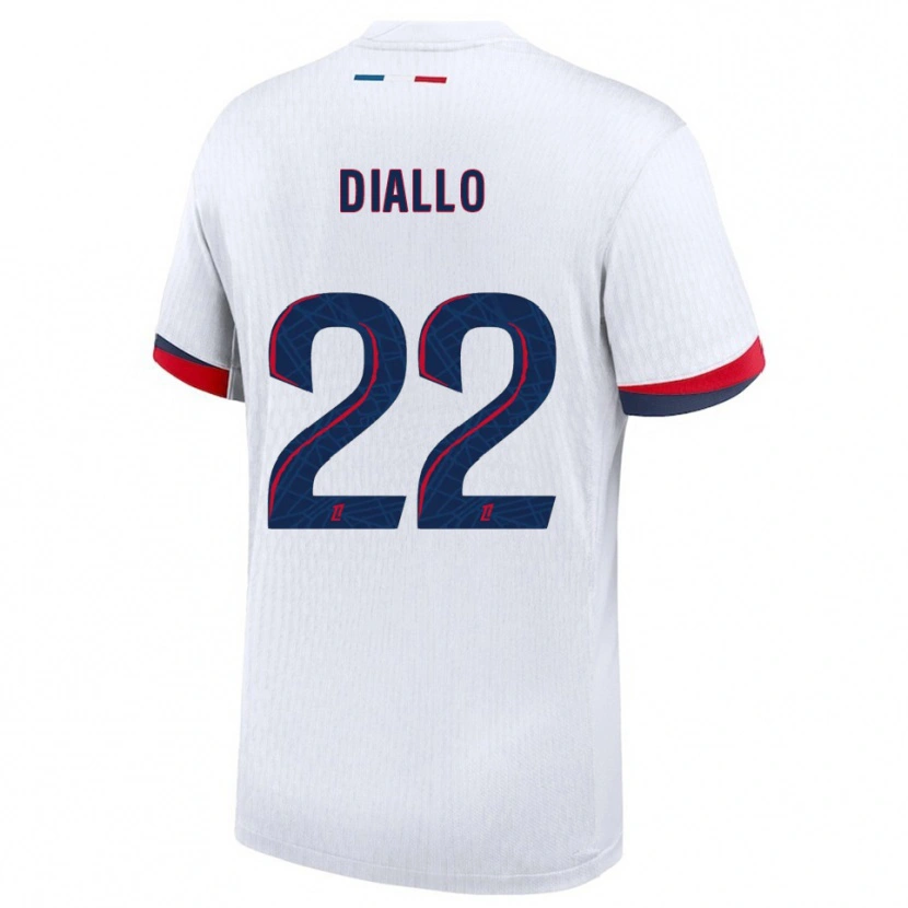 Danxen Mujer Camiseta Abdou Diallo #22 Blanco Rojo 2ª Equipación 2025/26 La Camisa