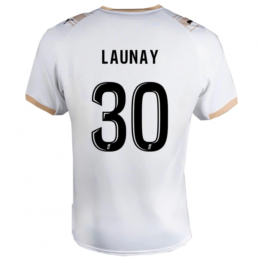 Danxen Mujer Camiseta Elisa Launay #30 Blanco Negro 2ª Equipación 2025/26 La Camisa
