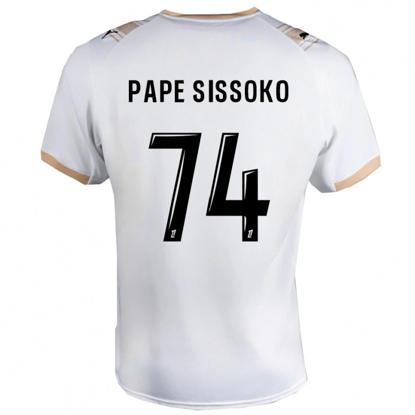 Danxen Mujer Camiseta Niama Pape Sissoko #74 Blanco Negro 2ª Equipación 2025/26 La Camisa