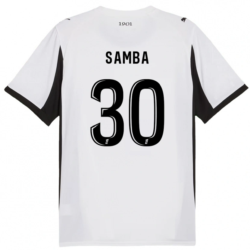 Danxen Mujer Camiseta Brice Samba #30 Blanco Negro 2ª Equipación 2025/26 La Camisa