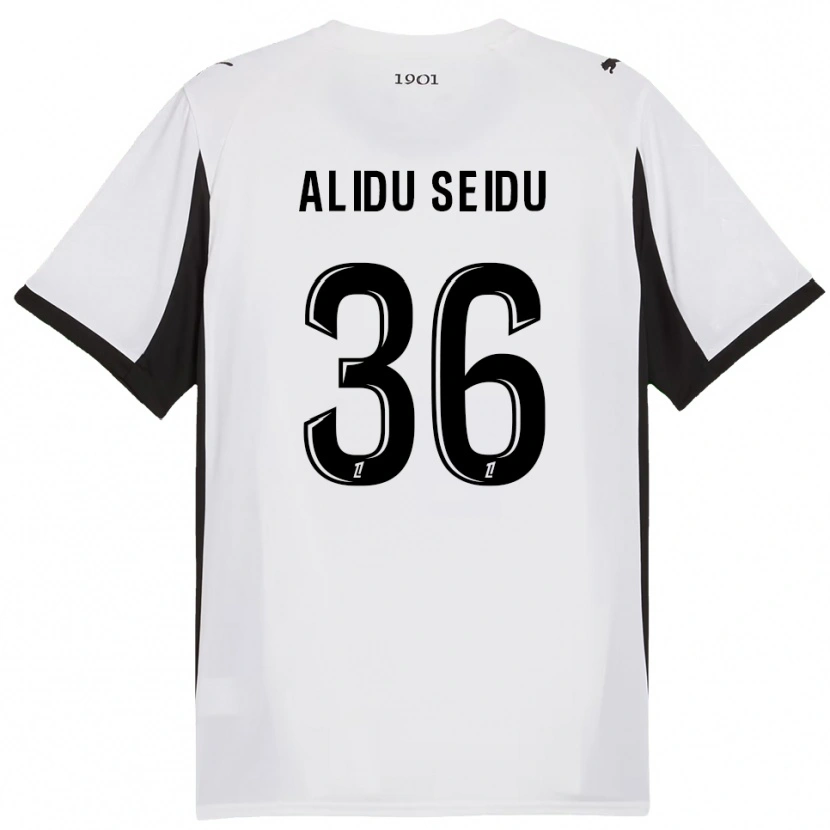 Danxen Mujer Camiseta Alidu Seidu #36 Blanco Negro 2ª Equipación 2025/26 La Camisa