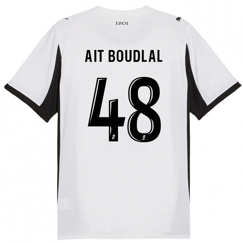 Danxen Mujer Camiseta Abdelhamid Ait Boudlal #48 Blanco Negro 2ª Equipación 2025/26 La Camisa