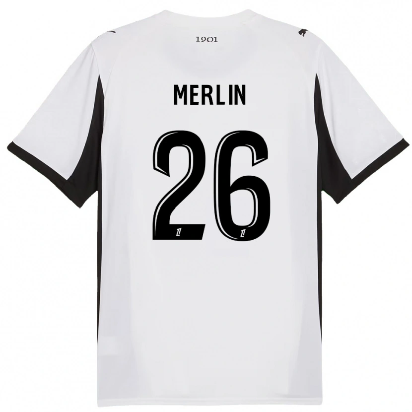 Danxen Mujer Camiseta Quentin Merlin #26 Blanco Negro 2ª Equipación 2025/26 La Camisa