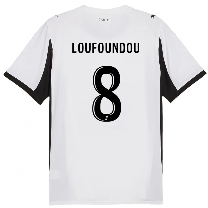 Danxen Mujer Camiseta Noah Loufoundou #8 Blanco Negro 2ª Equipación 2025/26 La Camisa