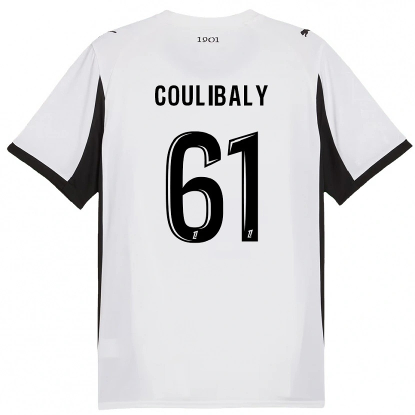 Danxen Mujer Camiseta Joël-Emmanuel Coulibaly #61 Blanco Negro 2ª Equipación 2025/26 La Camisa