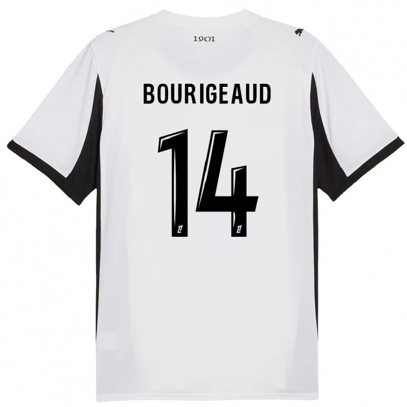 Danxen Mujer Camiseta Benjamin Bourigeaud #14 Blanco Negro 2ª Equipación 2025/26 La Camisa
