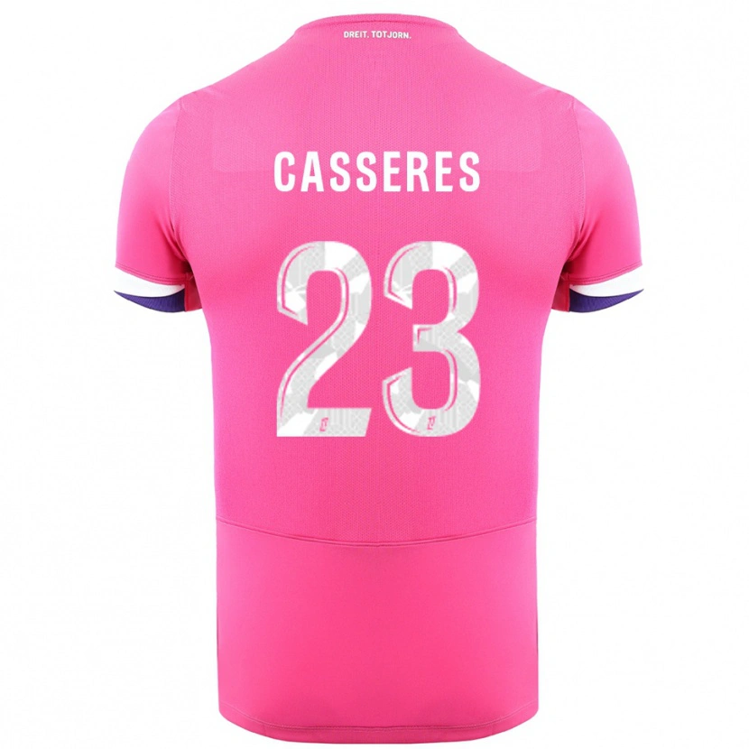 Danxen Mujer Camiseta Cristian Cásseres Jr. #23 Rosa Blanco 2ª Equipación 2025/26 La Camisa