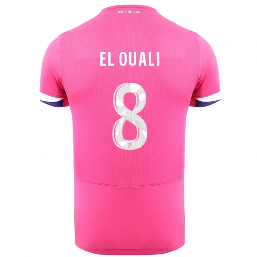 Danxen Mujer Camiseta Adam El Ouali #8 Rosa Blanco 2ª Equipación 2025/26 La Camisa