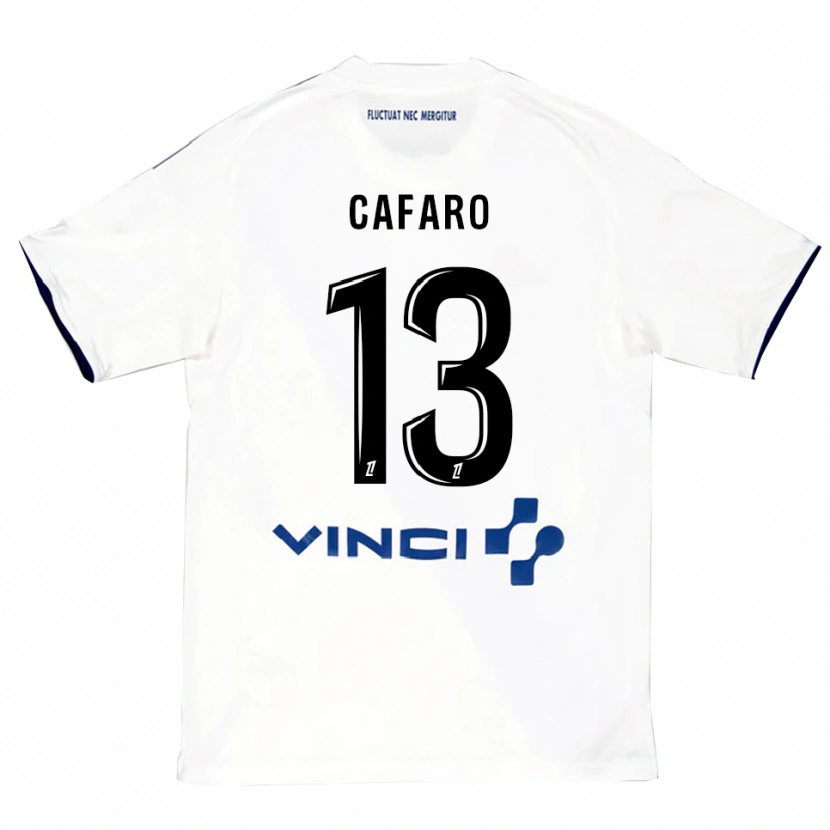 Danxen Mujer Camiseta Mathieu Cafaro #13 Blanco Azul 2ª Equipación 2025/26 La Camisa