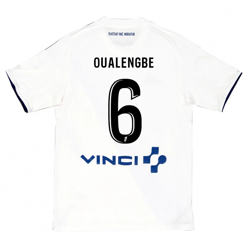 Danxen Mujer Camiseta Gabriel Oualengbe #6 Blanco Azul 2ª Equipación 2025/26 La Camisa