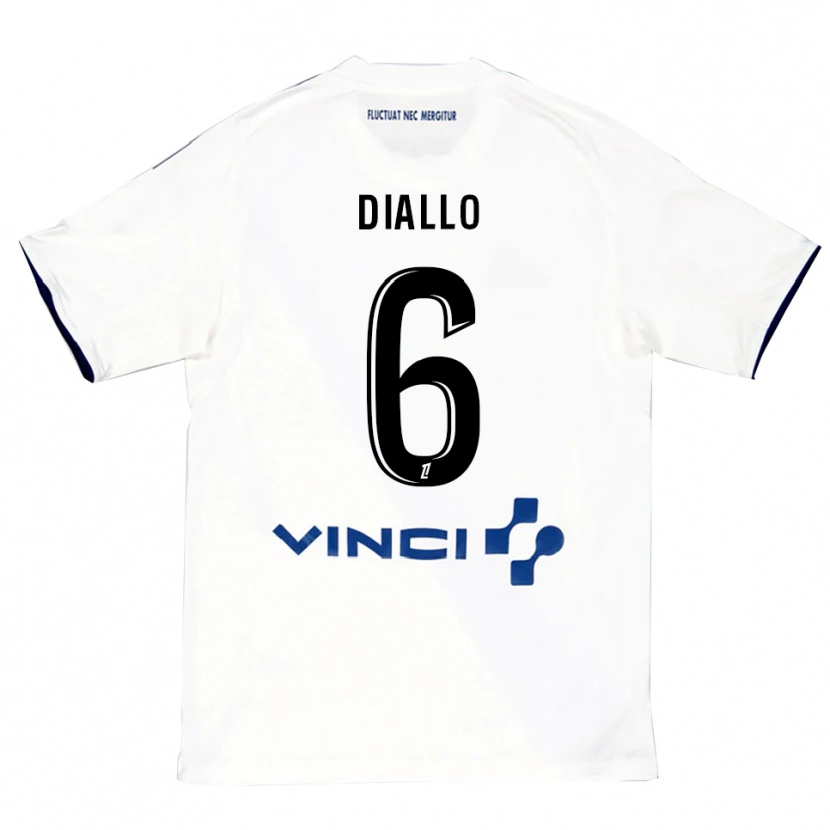 Danxen Mujer Camiseta Ibrahim Diallo #6 Blanco Azul 2ª Equipación 2025/26 La Camisa