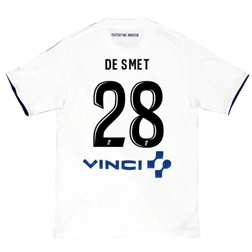 Danxen Mujer Camiseta Thibault De Smet #28 Blanco Azul 2ª Equipación 2025/26 La Camisa