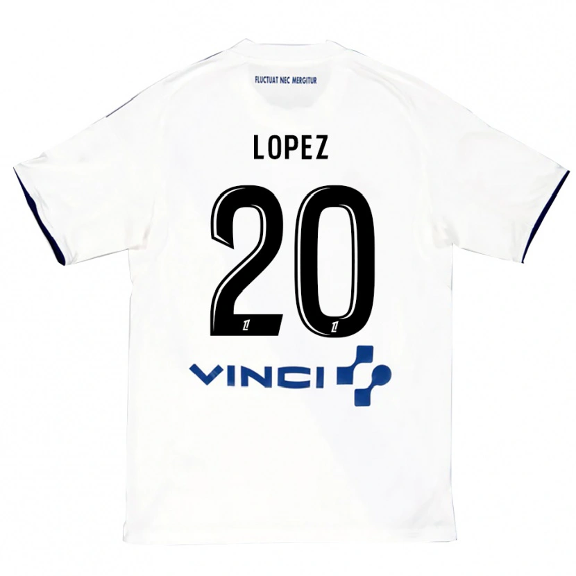 Danxen Mujer Camiseta Julien Lopez #20 Blanco Azul 2ª Equipación 2025/26 La Camisa