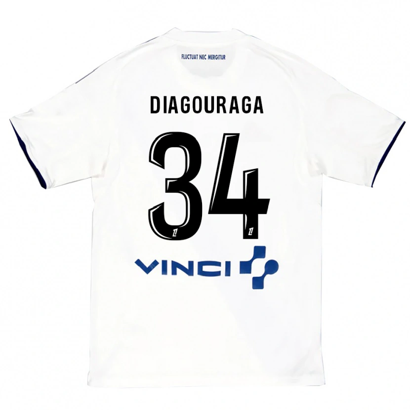 Danxen Mujer Camiseta Djibril Diagouraga #34 Blanco Azul 2ª Equipación 2025/26 La Camisa