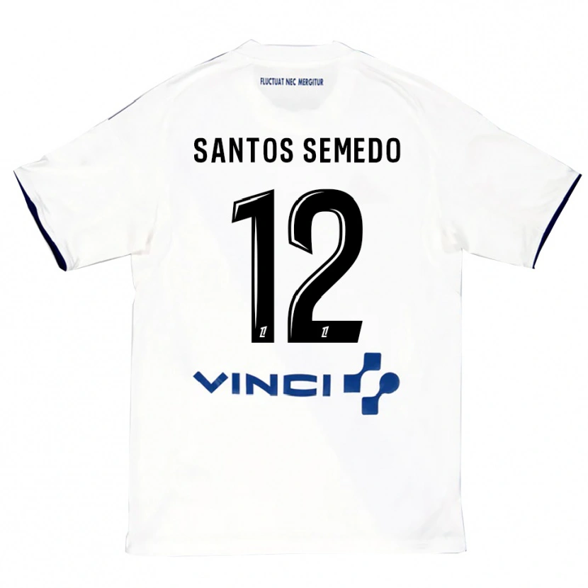 Danxen Mujer Camiseta Ilyes Dos Santos Semedo #12 Blanco Azul 2ª Equipación 2025/26 La Camisa